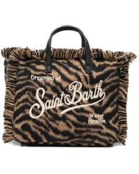 MC2 Saint Barth - Mini Vanity Tiger-Print Fringed Tote Bag - Lyst