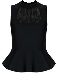 McQueen - Lace-Detail Peplum-Hem Blouse - Lyst