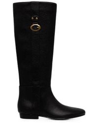 Guess - Elliana Logo-Plaque Pebbled-Effect Boots - Lyst