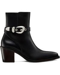 Stuart Weitzman - Maven Buckle-Strap Pointed-Toe Boots - Lyst