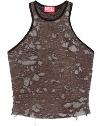 DIESEL - Mottled Sleeveless Top With Distressed Finish - Lyst