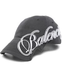 Balenciaga - Cursive Script Logo Drill Cotton Cap - Lyst