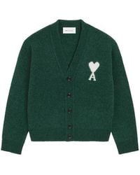 Ami Paris - Cardigan En Alpaga Avec Ami De Cœur - Lyst