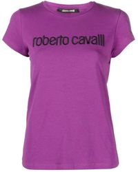 Roberto Cavalli - T-Shirt mit Logo-Stickerei - Lyst
