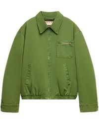 Marni - Groene Katoenen Jas Met Ritszak - Lyst