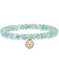 Sydney Evan - Aquamarine And Diamond Sand Dollar Bracelet - Lyst