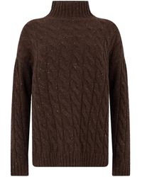 Max Mara - Cable-Knit Turtleneck Sweater - Lyst