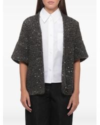 Panicale - Sequin-Embellished Open-Knit Cardigan - Lyst