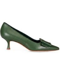 Manolo Blahnik - Maysale Buckle-Detail Pointed-Toe Pumps - Lyst
