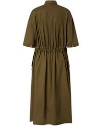 Pinko Sheer Tulle Midi Dress in Brown | Lyst