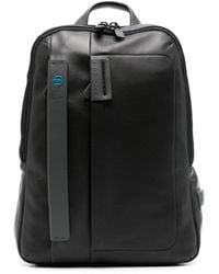 Piquadro - Logo-Plaque Leather Laptop Backpack - Lyst