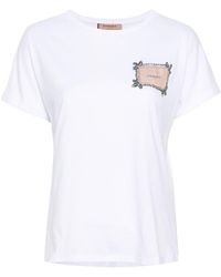 Twin Set - Katoenen T-shirt Met Logopatch - Lyst