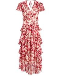 Cinq À Sept - Floral Ruffled Midi Dress - Lyst