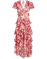 Cinq À Sept - Floral Ruffled Midi Dress - Lyst