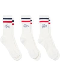 Lacoste - Logo-Embroidered Striped Socks (Set Of Three) - Lyst