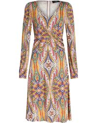 Etro - Paisley-Print V-Neck Mididress - Lyst