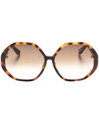 Linda Farrow - Paloma Tortoiseshell-effect Hexagonal-frame Sunglasses - Lyst