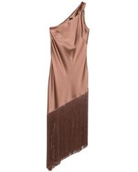 Pinko - Vestido De Una Sola Manga Con Ribete De Flecos - Lyst