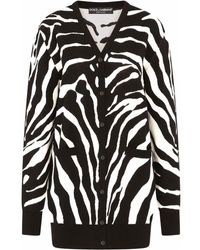 Dolce & Gabbana - Cardigan over in jacquard zebra in lana e seta - Lyst
