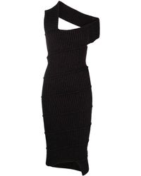 MM6 by Maison Martin Margiela - Asymmetrisches Kleid aus geripptem Strick - Lyst