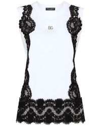 Dolce & Gabbana - Camiseta con detalles de encaje - Lyst