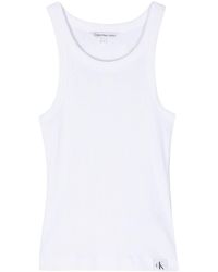Calvin Klein - Logo-patch Fine-ribbed Tank Top - Lyst