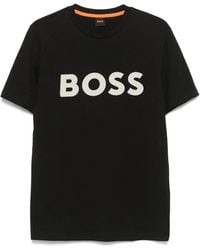 BOSS - Cotton-Jersey T-Shirt With Large Logo Print - Lyst
