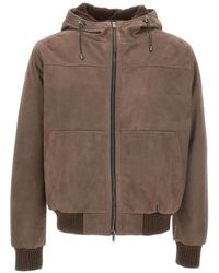 Volfagli - Shearling-Lined Hooded Bomber Jacket - Lyst