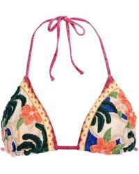 Agua Bendita - Lolita Beaded-Floral Triangle Bikini Top - Lyst
