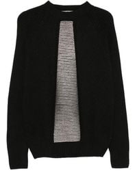 D.exterior - Ribbed-Knit Metallic-Panel Sweater - Lyst