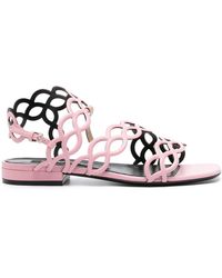 Sergio Rossi - Cut-Out Spiral Design Leather Sandals - Lyst