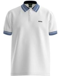 BOSS - Stripe-Trim Polo Shirt - Lyst