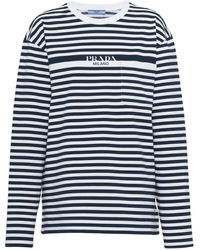 Prada - Logo-print Striped T-shirt - Lyst