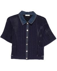 Sandro - Crochet And Denim Top - Lyst
