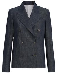 Brunello Cucinelli - Blazer En Sergé À Effet Denim - Lyst
