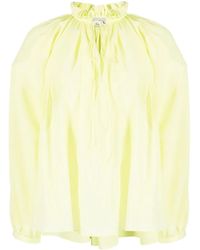 Lanvin - Pleated-Neckline Silk Blouse - Lyst