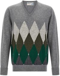 Ballantyne - Argyle-Pattern V-Neck Cashmere Sweater - Lyst