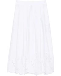 Ermanno Scervino - Broderie-Anglaise Pleated Midi Skirt - Lyst