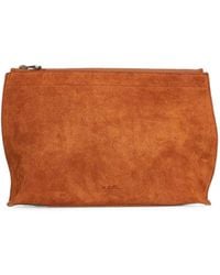 A.P.C. - Neige Clou Logo-Print Calf Suede Clutch Bag - Lyst