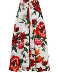 Dolce & Gabbana - Gonna Midi Con Stampa Floreale All-Over E Chiusura Con - Lyst