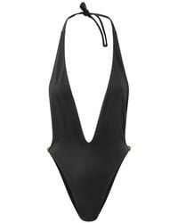 Versace - Halterneck Plunge-Neck Swimsuit - Lyst