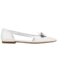 Ferragamo - Drop Bow Leather Ballerina Shoes - Lyst