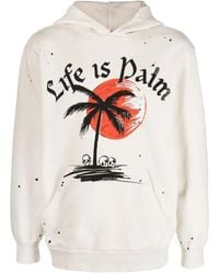 Palm Angels - Slogan-print Paint Splatter Hoodie - Lyst