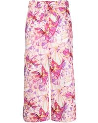 Liu Jo - Floral-print Cropped Trousers - Lyst
