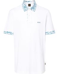 BOSS - Embroidered-logo Piqué Polo Shirt - Lyst