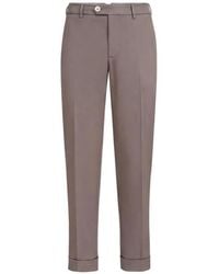 Brunello Cucinelli - Italia Fit Pressed-Crease Turn-Up Cotton Trousers - Lyst