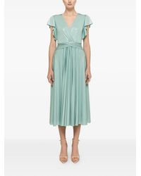 Nissa - Glossy-Effect Ruffled Midi Dress - Lyst