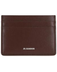 Jil Sander - Porte-Cartes En Cuir À Logo Imprimé - Lyst