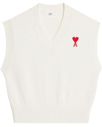 Ami Paris - Chest Embroidered-logo Knit Vest - Lyst
