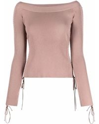 Dolce & Gabbana - Lace-Detail Knitted Wide-Neck Top - Lyst